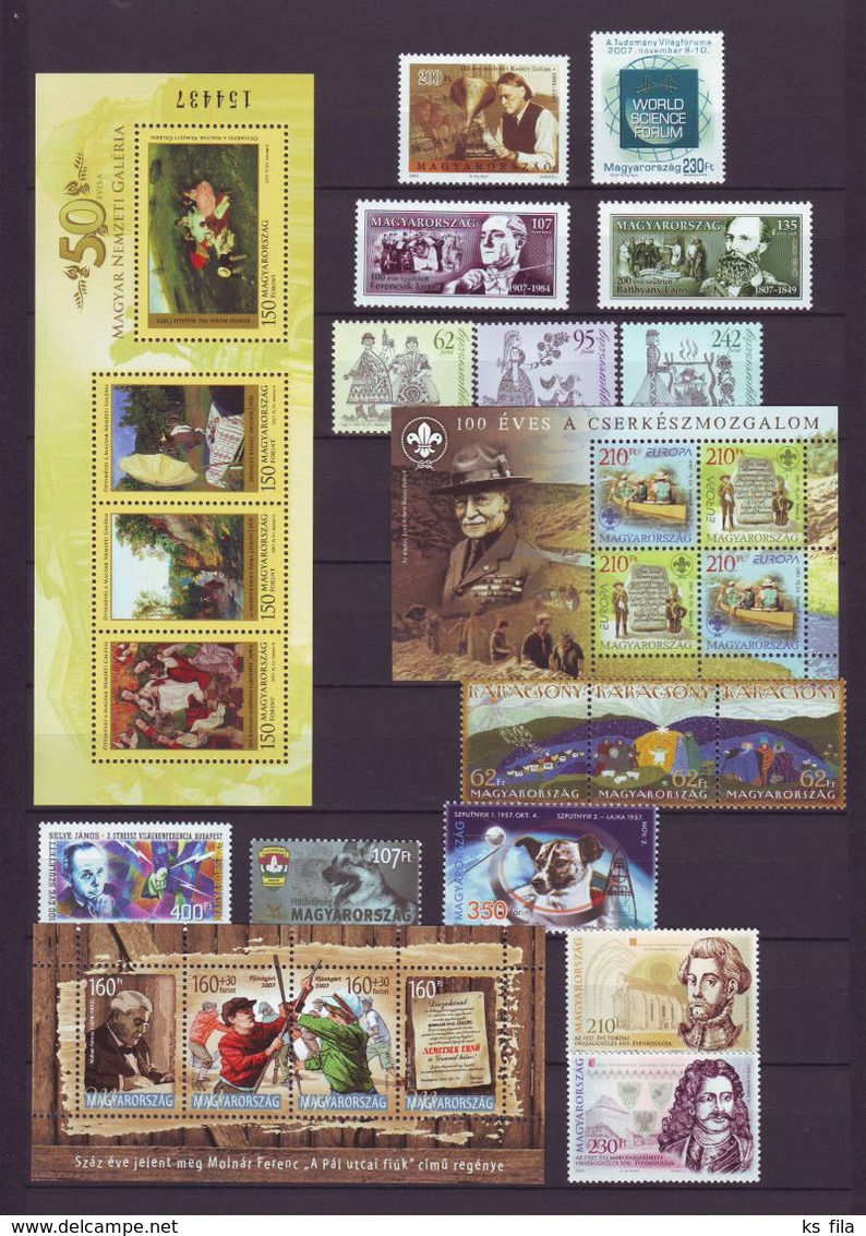 HUNGARY 2007 Full Year 30 Stamps + 6 S/s (Personalized Stamps Booklets And Special Issues Are Not Including) - Annate Complete