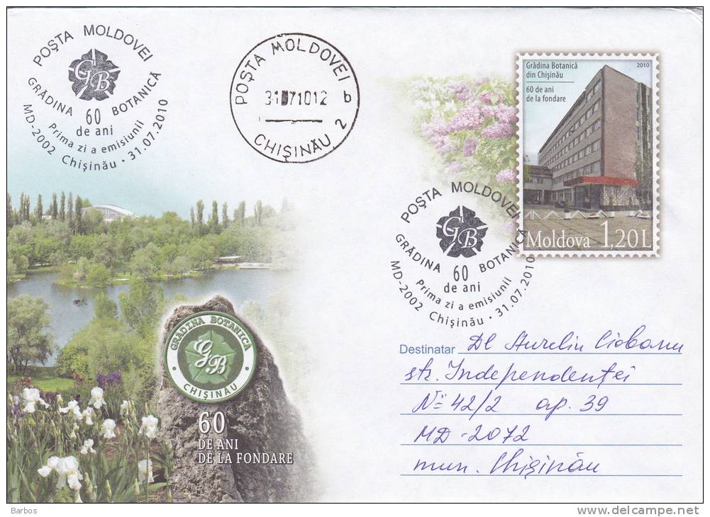 MOLDOVA ,  MOLDAVIE , MOLDAWIEN ,  2010 , Botanic Garden - 60 Years Special Cancell. Used Cover Speciall - Moldova