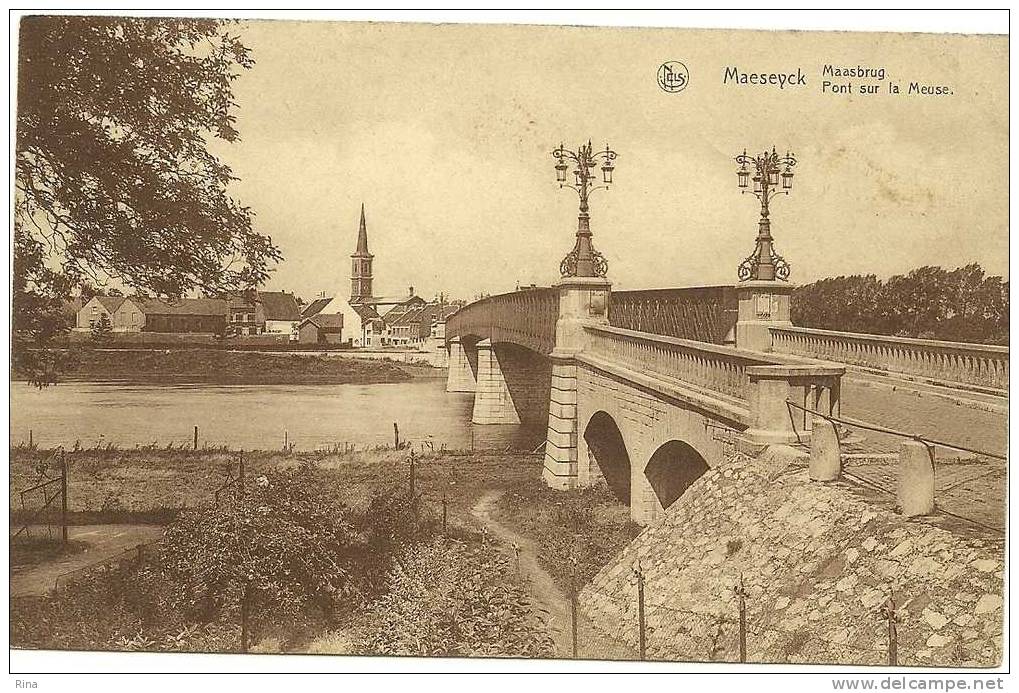 Maeseyck  Maasbrug Gelopen Kaart - Maaseik