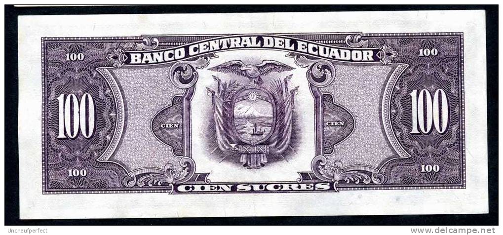 Pick 123 -100 Sucres - 29/04/1986 - AUNC N° 00278968 Série VM - Ecuador