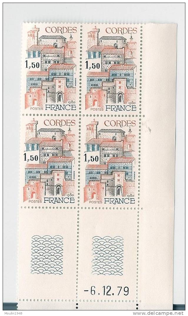 Bloc De 4 YT 2081 Cordes Coin Daté Du 6-12-1979 - 1970-1979