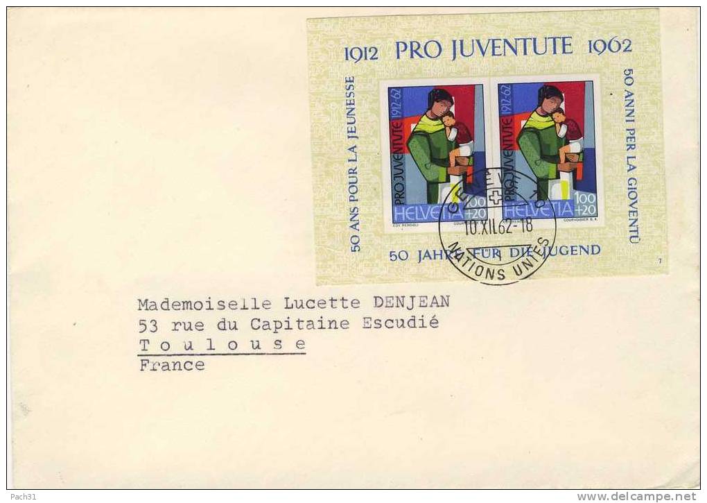 Bloc N°18 Sur Lettre Oblitération Genéve Nations Unies 1962 - Storia Postale