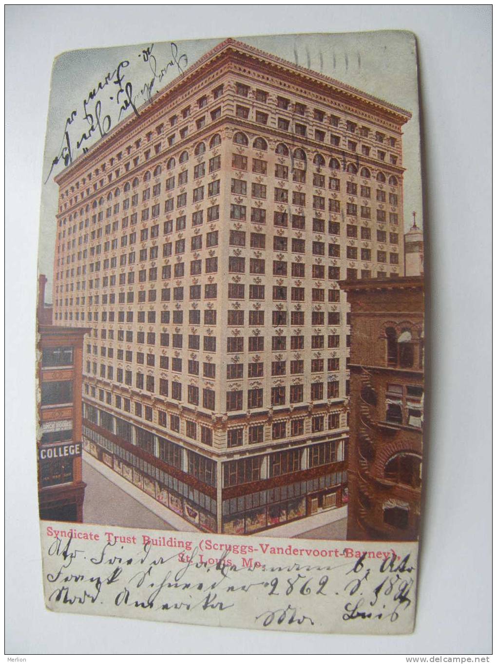 US Missouri -St. Louis -Syndicate Trust Building Scruggs Vandervoort Barney  1910 Sent To SMS Schwaben Kiel  - D72504 - St Louis – Missouri