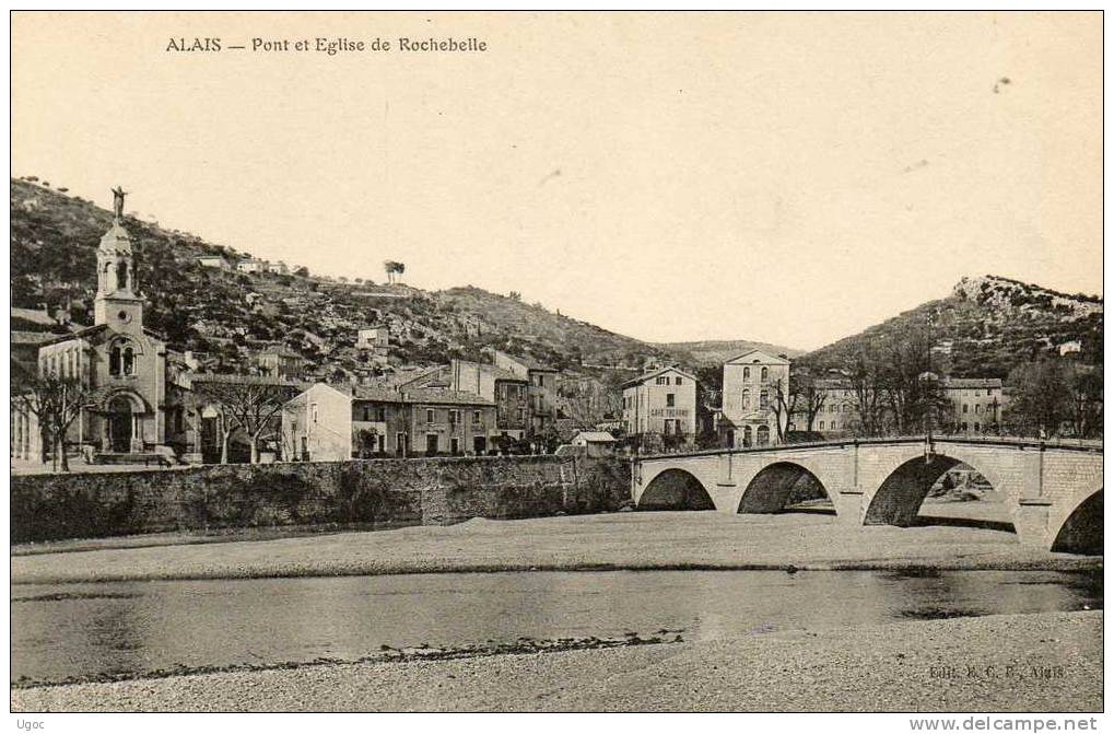 CPA - 30 - ALAIS - Pont Et Eglise De Rochebelle - Légère Pliure Au Centre -  779 - Alès