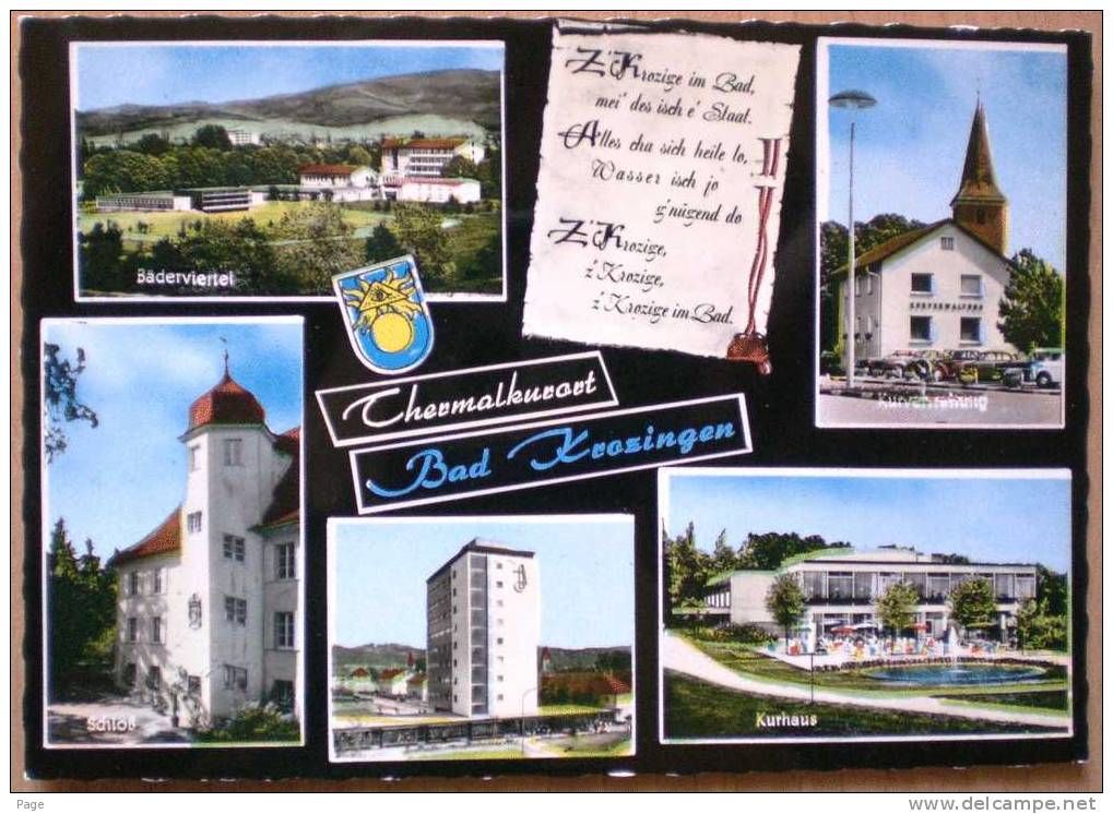 Bad Krozingen,Mehrbildkarte,Spruchkarte,1960-1970,Z´Krozige Im Bad,mei´des Isc H E´Staat,Mundart, - Bad Krozingen