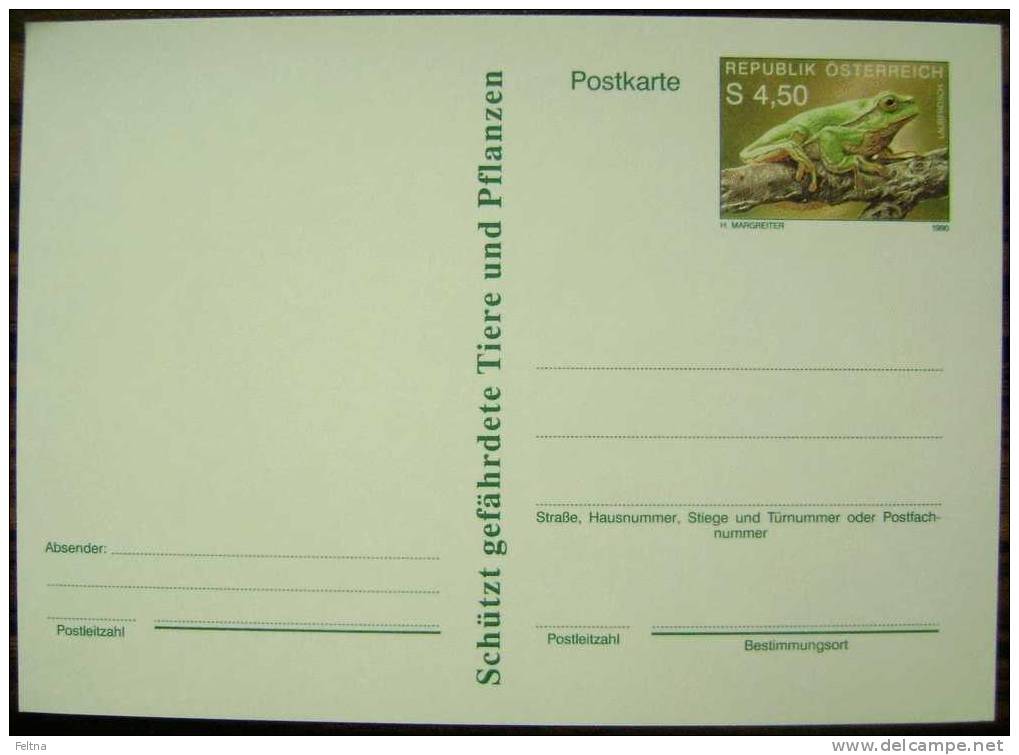 1990 AUSTRIA POSTAL CARD WITH FROG - Rane