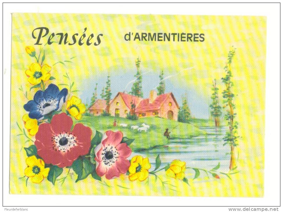 ARMENTIERES (59)  - CPSM - Pensées .... D'Armentières - Papier Immitant La Toile, Fleurs - Armentieres