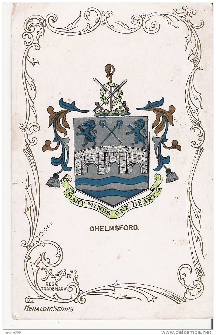 ROYAUME-UNI - CHELMSFORD - CPA - Chelmsford, Many Minds One Heart - Coat Or Arms, Blason, Armoiries - Heraldic Series - Other & Unclassified