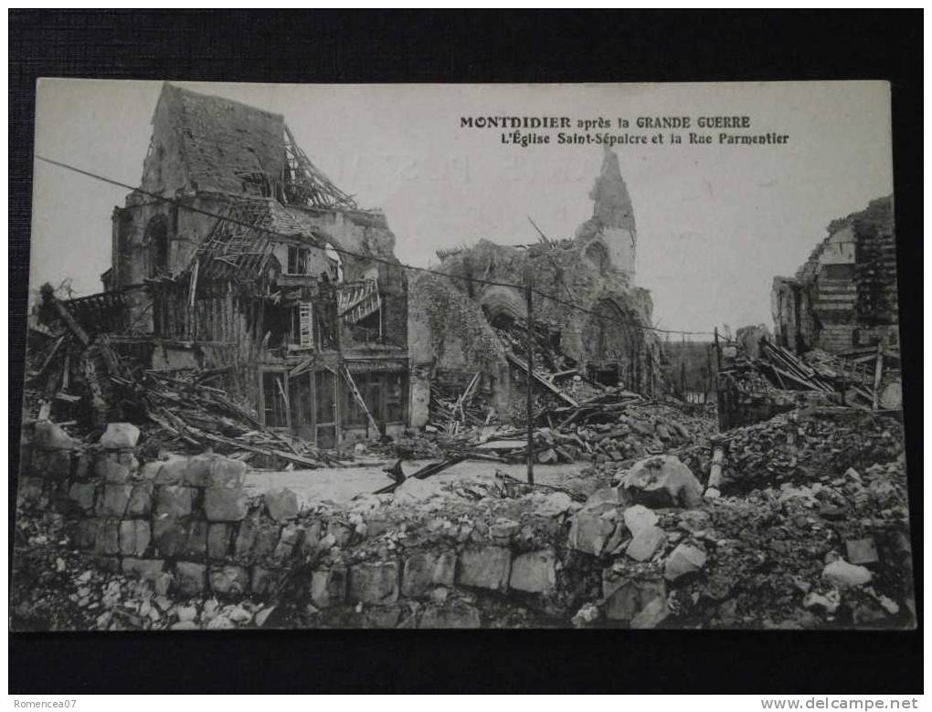 MONTDIDIER - Après La Grande Guerre - L'Eglise Saint-Sépulcre Et La Rue Parmentier - Non Voyagée - Montdidier