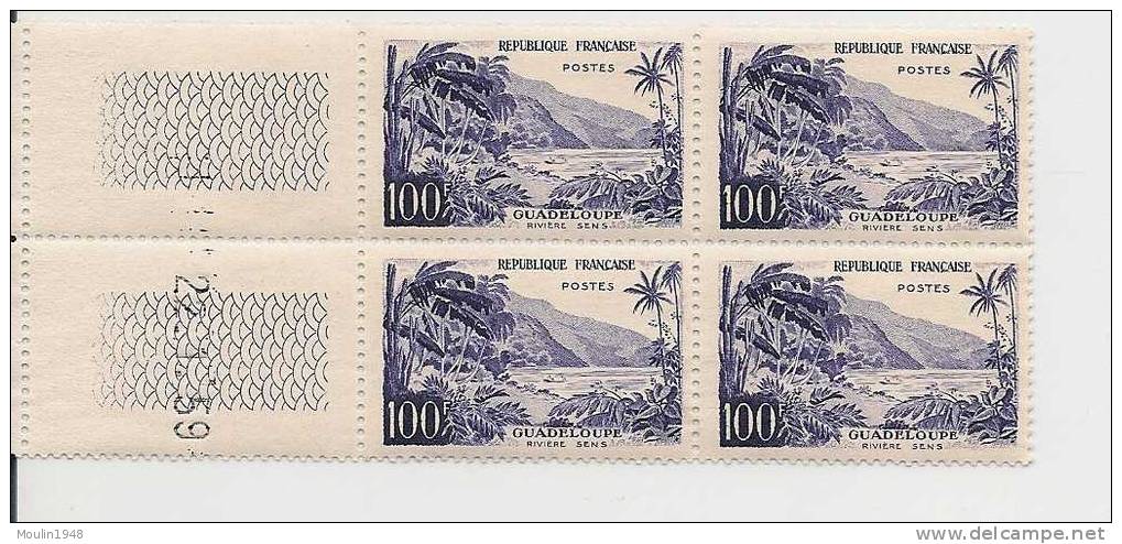 Bloc De 4  YT  1194 Guadeloupe  Coin Daté  Du 22-1-59 - 1950-1959