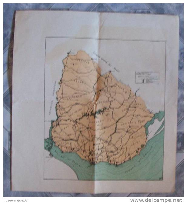 ANTIGUO MAPA DEL URUGUAY. OLD MAP. ANCIENNE CARTE. 19x22 - Monde