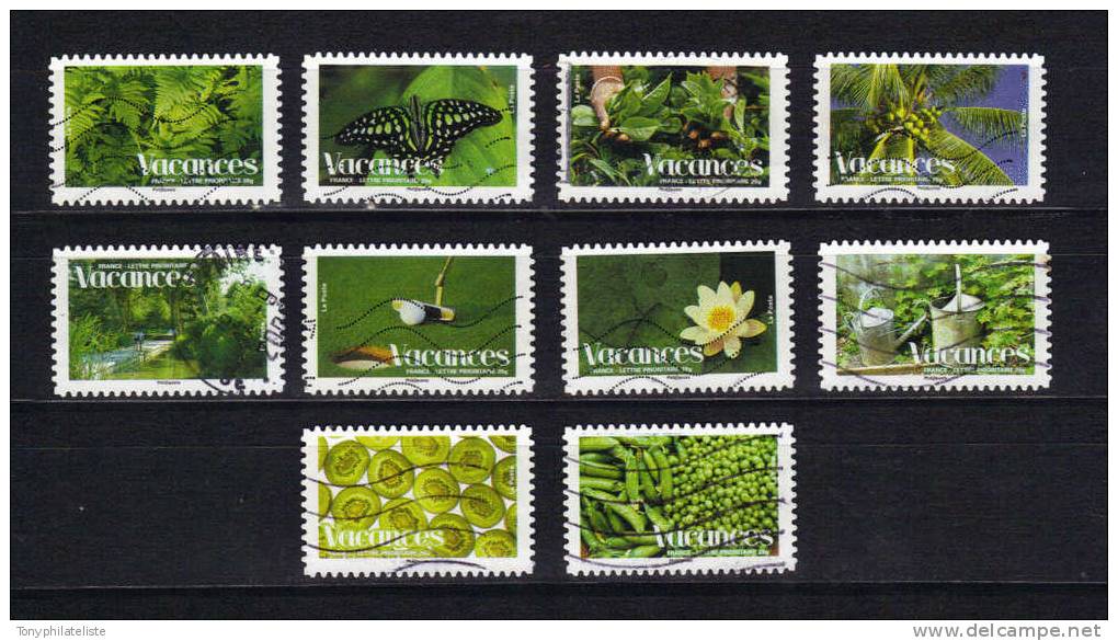 France  Timbre De 2008 (timbres Pour Vacances)  N°4186 Au N°4195  Timbres Oblitérés - Gebraucht