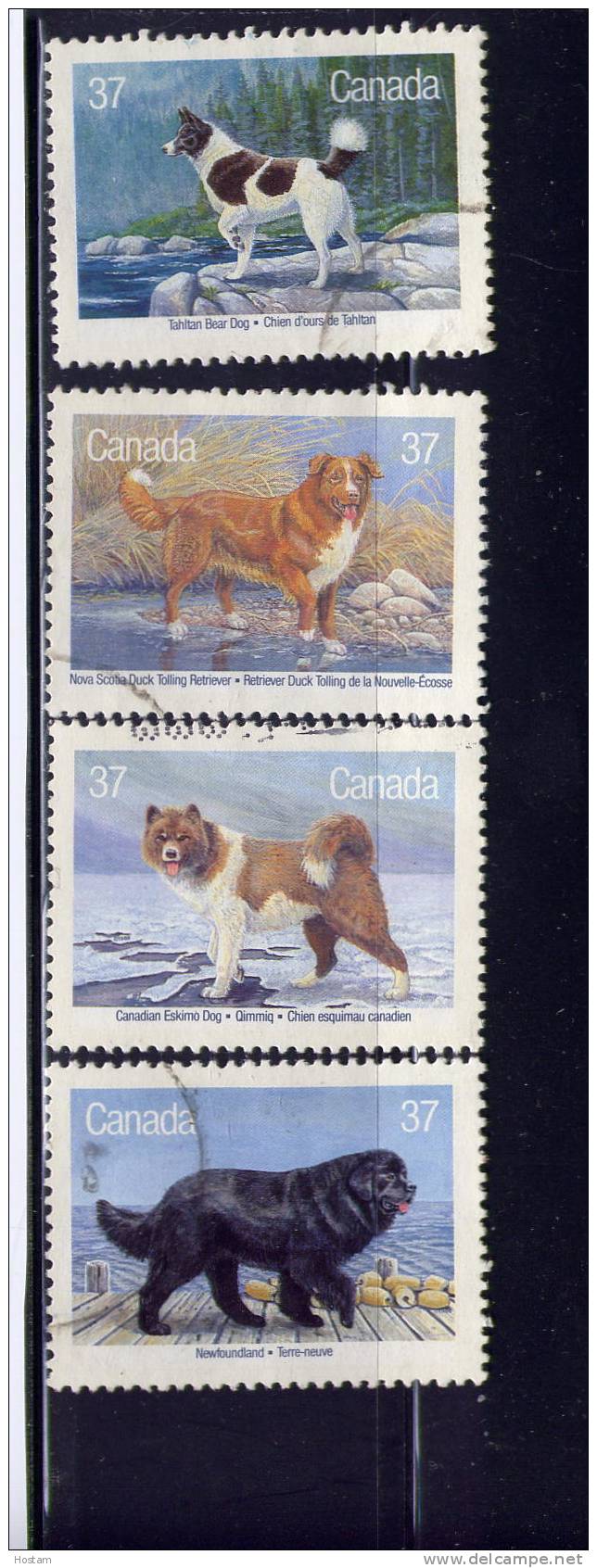 CANADA 1988  USED # 1217-20, DOGS OF CANADA   USED  SET Chiens - Oblitérés