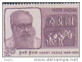 India 1981 MNH, Block Of 4, Henry Heras, Historian, Indologist, History,  Indus Valley Seals, - Blokken & Velletjes