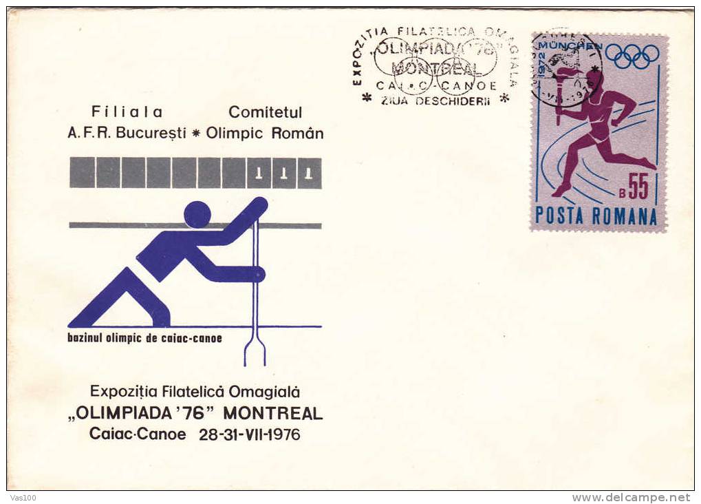Rowing,Canoë,Caiak,1976 Special Cover Obliteration Concordante Bucharest - Romania. - Canoë