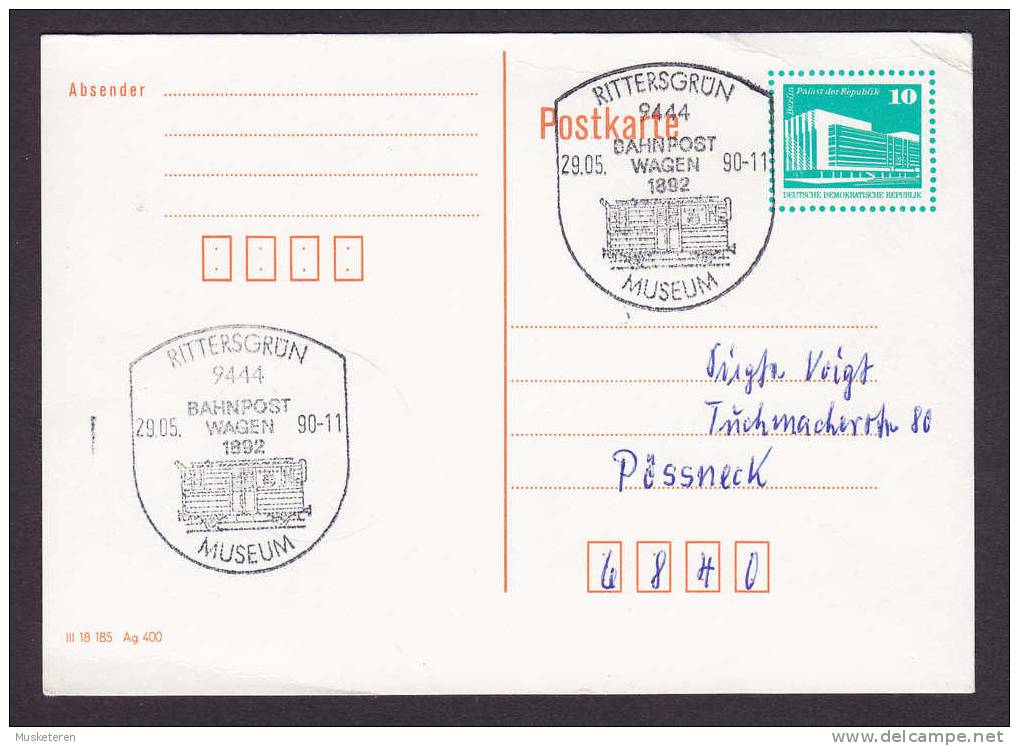 Germany DDR Postal Stationery Ganzsache Bahnpost Railway Chemin De Fer RITTERSGRÜN Bahnpost MUSEUM - Postkarten - Gebraucht