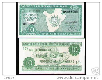 Burundi  10 Francs 2003 Uncirciulated - Burundi