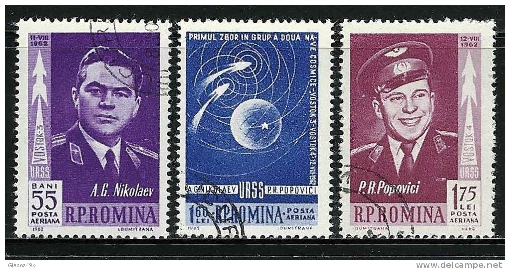 ● ROMANIA 1962 - SPAZIO - P.A. N. 157 / 59 Usati , Serie Completa - Cat. ? € - Lotto N. 867 - Gebruikt