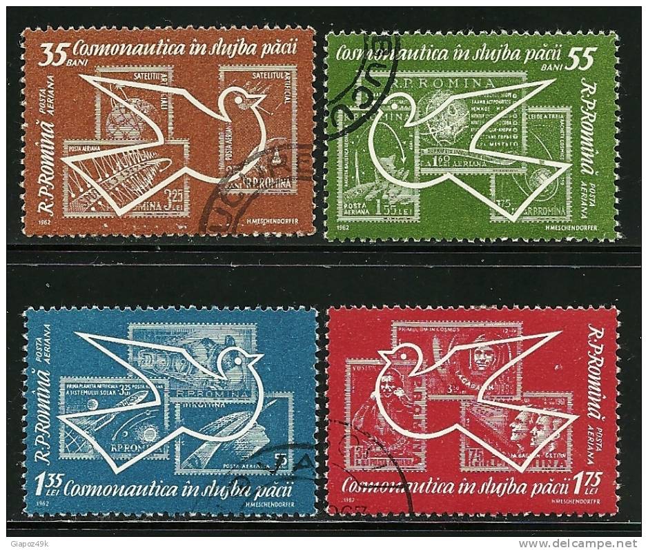 ● ROMANIA 1962 - COLOMBA - P.A. N. 162 / 165 Usati, Serie Completa - Cat. ? € - Lotto N. 872 - Oblitérés