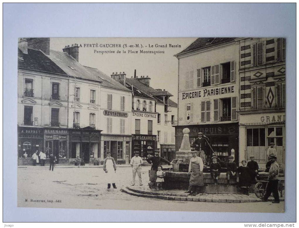 LA  FERTE-GAUCHER  (Seine-et-Marne)  :  Le  Grand  Bassin  -  Perspective De La Place Montesquiou - La Ferte Gaucher