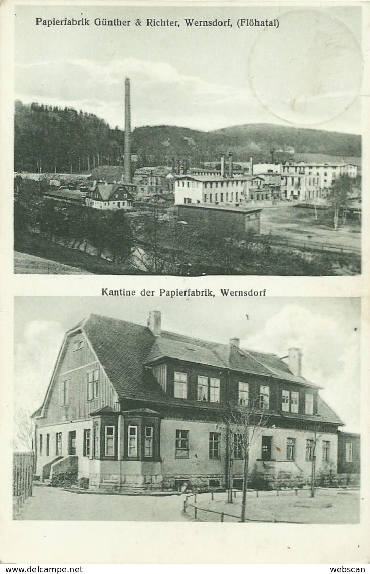 AK Pockau-Lengefeld OT Wernsdorf Papierfabrik 2 Bilder 1931 #15 - Chemnitz