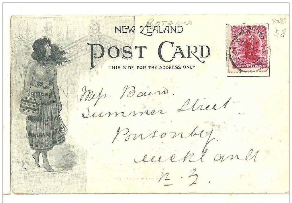 NEW ZEALAND - ROTORUA - A-CLASS POSTMARK ON POSTCARD 1908 - Other & Unclassified