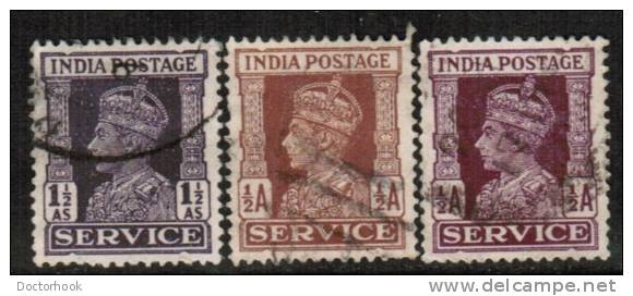 INDIA   Scott # O 105-12  F-VF USED - 1936-47 Koning George VI