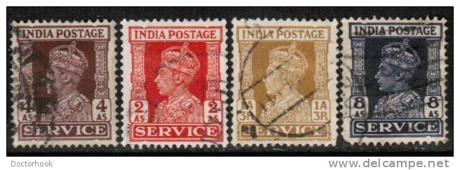 INDIA   Scott # O 105-12  F-VF USED - 1936-47 Koning George VI