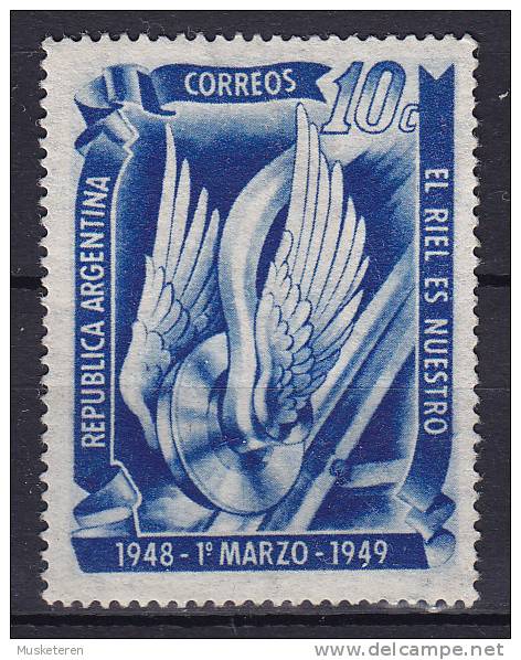 Argentina 1949 Mi. 565    10 C Jahrestag Der Verstaatlichung Der Eisenbahn MNG - Unused Stamps