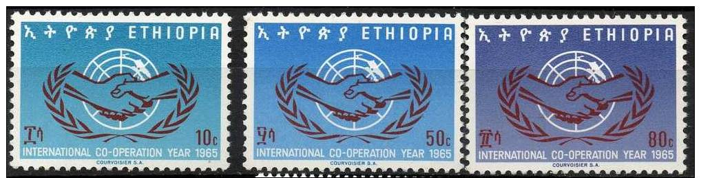 ETHIOPIA 1965 UNITED NATIONS  CPL SET 3 V. MNH** (r. 3189) - Etiopia