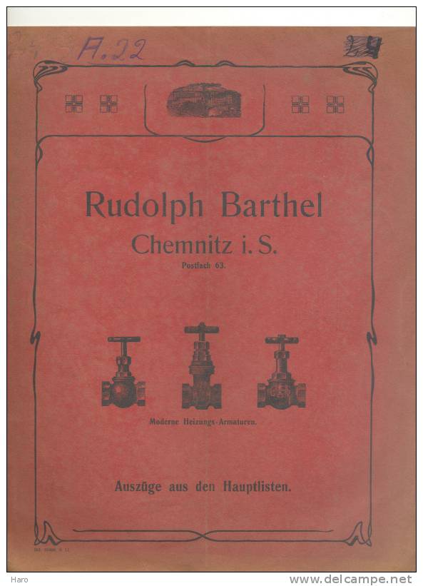 Technische Kataloge - Rudolph BARTHEL - CHEMNITZ (Saxe) - Moderne Heizungs - Armaturen - Catálogos