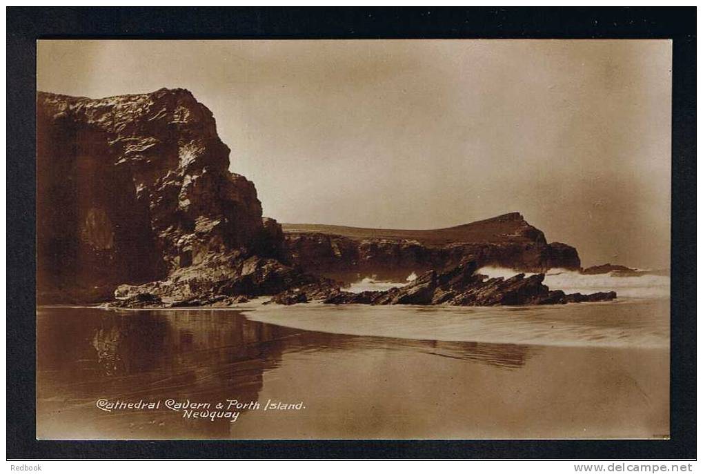 RB 680 - Real Photo Postcard Cathedral Cavern & Porth Island Newquay Cornwall - Newquay