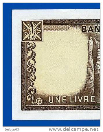 MONNAIE BILLET NEUF BANQUE DU LIBAN ASIE MERIDIONALE 1 LIVRE VENDU EN L'ETAT IMPRIMERIE THOMAS DE LA RUE & COMPANY.