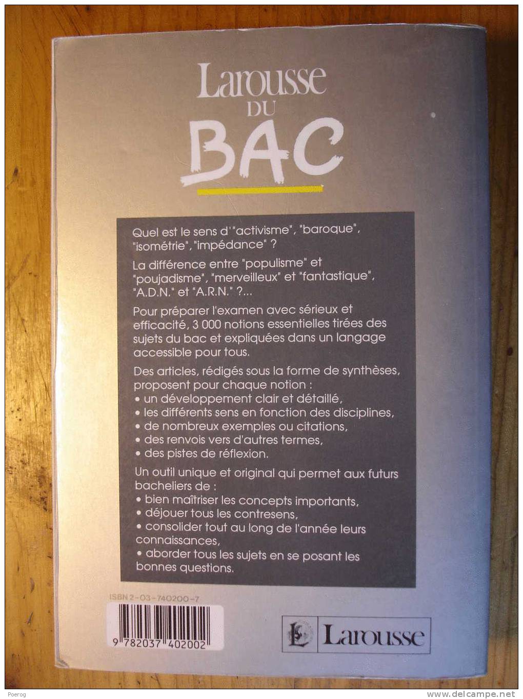 LAROUSSE DU BAC - De A à Z Les Notions Essentielles Pour Réussir - 1996 - Diccionarios