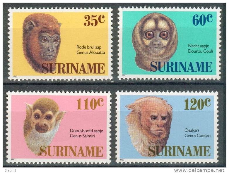 Tiere Animals Affen Monkeys Suriname / ** MNH - Apen