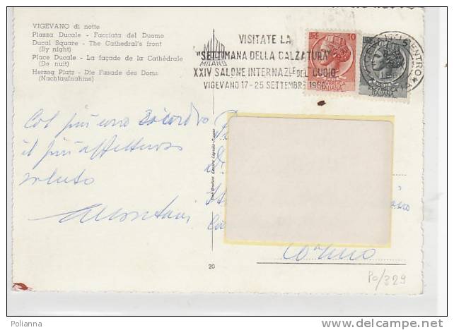 PO5469A# PAVIA - VIGEVANO - NOTTURNO - SEMAFORO - Acquerellata  VG 1960 XXIV Salone Int.del Cuoio - Vigevano