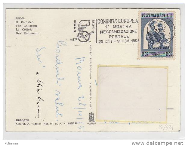 PO5635A# 10 £ POSTE VATICANE Iso Su Cartolina ROMA  VG Roma-Torino 1956 - Brieven En Documenten