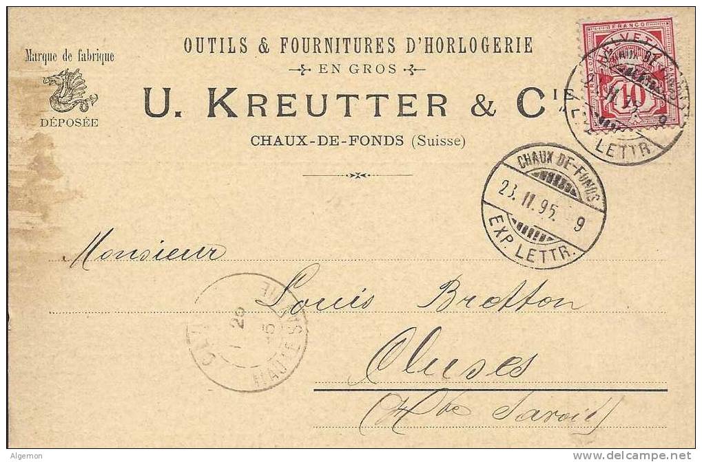 1987 -Carte Fournitures D´horlogerie  U. Kreutter La Chaux-de-Fonds 28.02.1895 - Orologeria