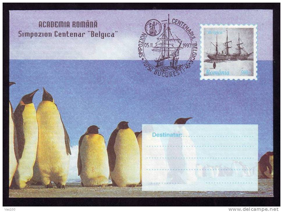 PINGOUINS PENGUIN ,1997,FDC , Cancellation,cover Stationery Belgica Expedition. - Pingouins & Manchots