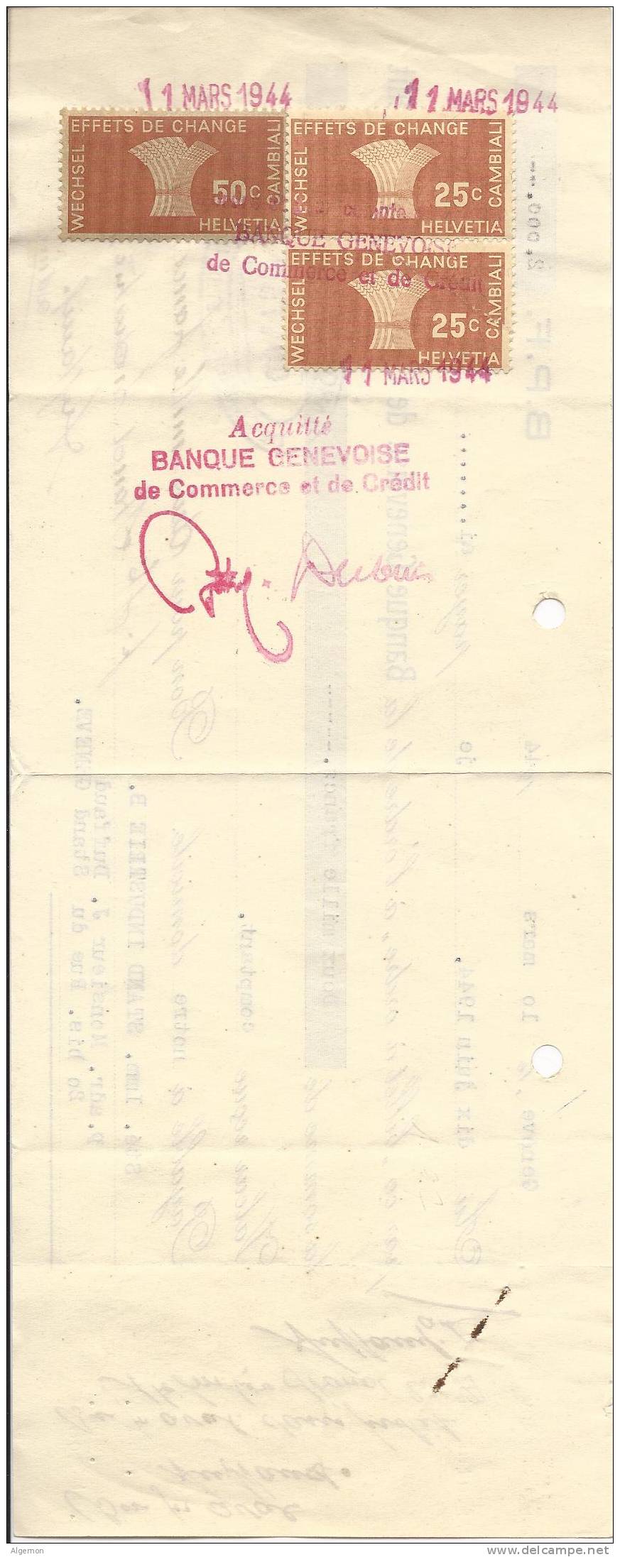 1997 -  Genève Sté Imm. Stand Industrie Genève 10.06.1944  Banque Genevoise De Commerce Et De Crédit - Lettres De Change