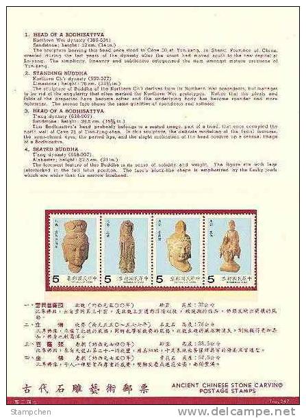 Folder 1987 Ancient Chinese Art Treasures Stamps - Stone Carving Buddha - Buddhism