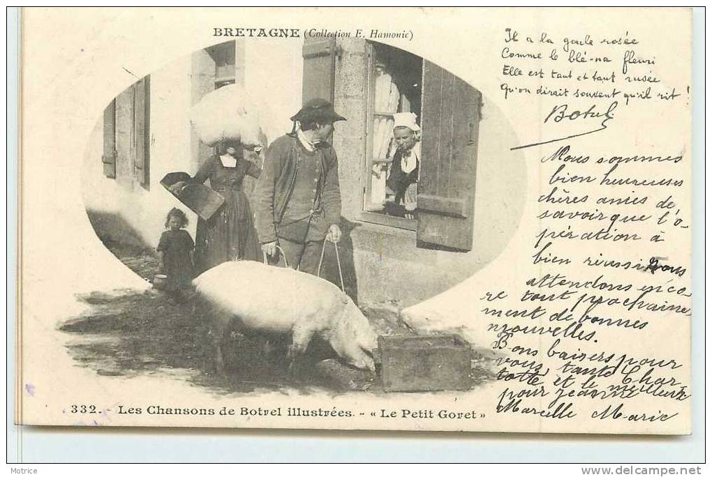 BRETAGNE  -  Les Chansons De Botrel Illustrées,Le Petit Goret (cochon, Carte 1900)). - Cochons