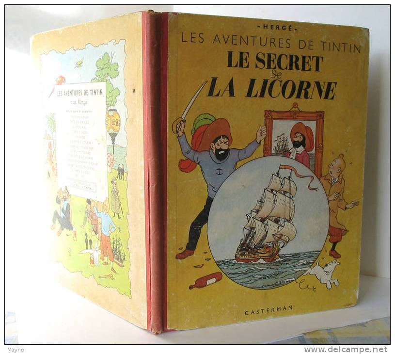 TINTIN - LE SECRET DE LA LICORNE -  1949  -Pages De Garde Bleu Foncé  -  4 éme Plat  B 3 - Hergé