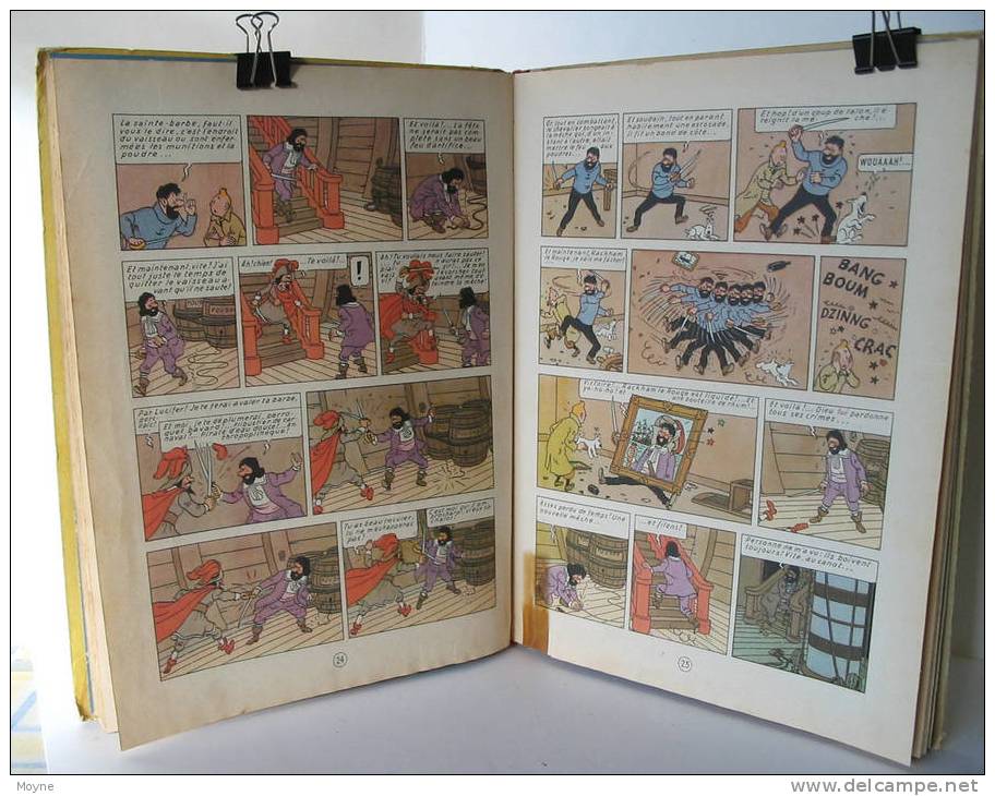 TINTIN - LE SECRET DE LA LICORNE -  1949  -Pages De Garde Bleu Foncé  -  4 éme Plat  B 3 - Hergé