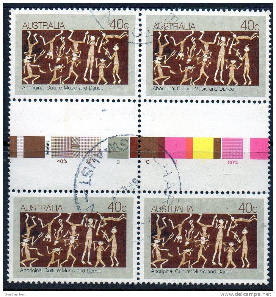 Australia 1982 Aboriginal Culture. Music & Dance 40c Gutter Block Of 4 Used  SG 867 - Used Stamps