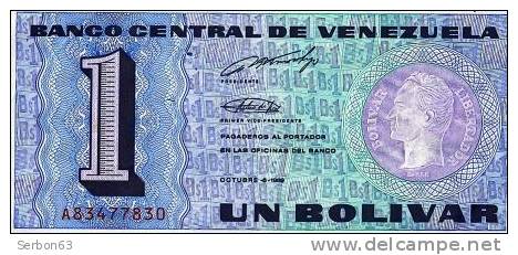 MONNAIE BILLET USAGE VENEZUELA AMERIQUE DU SUD 1 BOLIVAR N° A 83477830 ANNEE 5 OCTOBRE1989 BANCO CENTRAL DE VENEZUELA - Venezuela