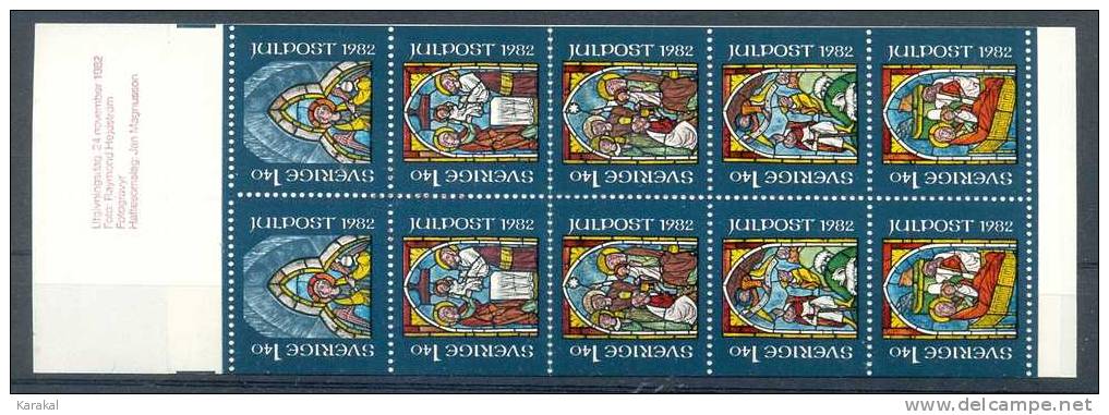 Sweden Suède Sverige Julpost 1982 Christmas Noël Weihnachten Booklet Vitraux Stained Glass MNH XX - Verres & Vitraux