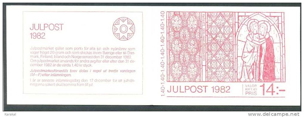 Sweden Suède Sverige Julpost 1982 Christmas Noël Weihnachten Booklet Vitraux Stained Glass MNH XX - Verres & Vitraux