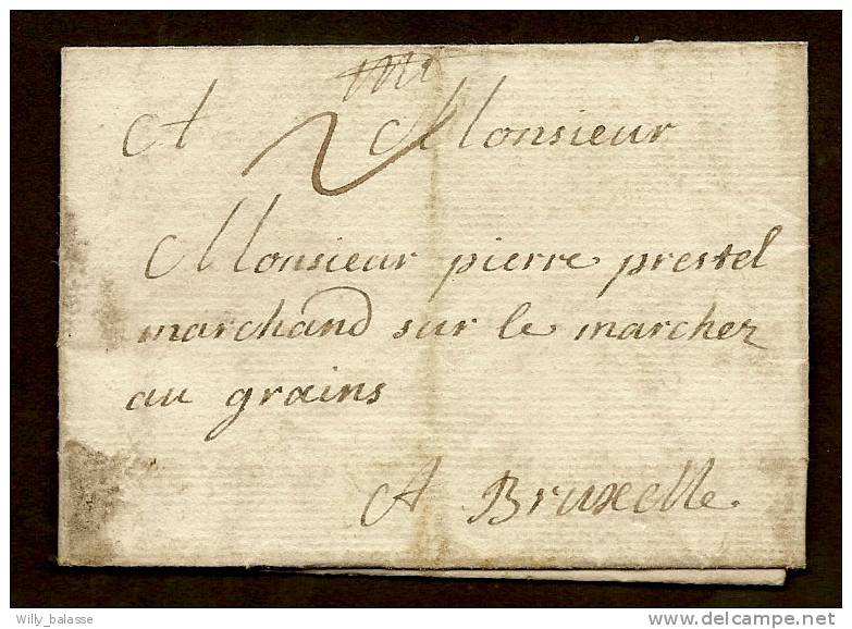 Belgique Précurseur 1737 Lettre Datée De Namur Avec Port 2 Pour Bruxelles - 1714-1794 (Pays-Bas Autrichiens)
