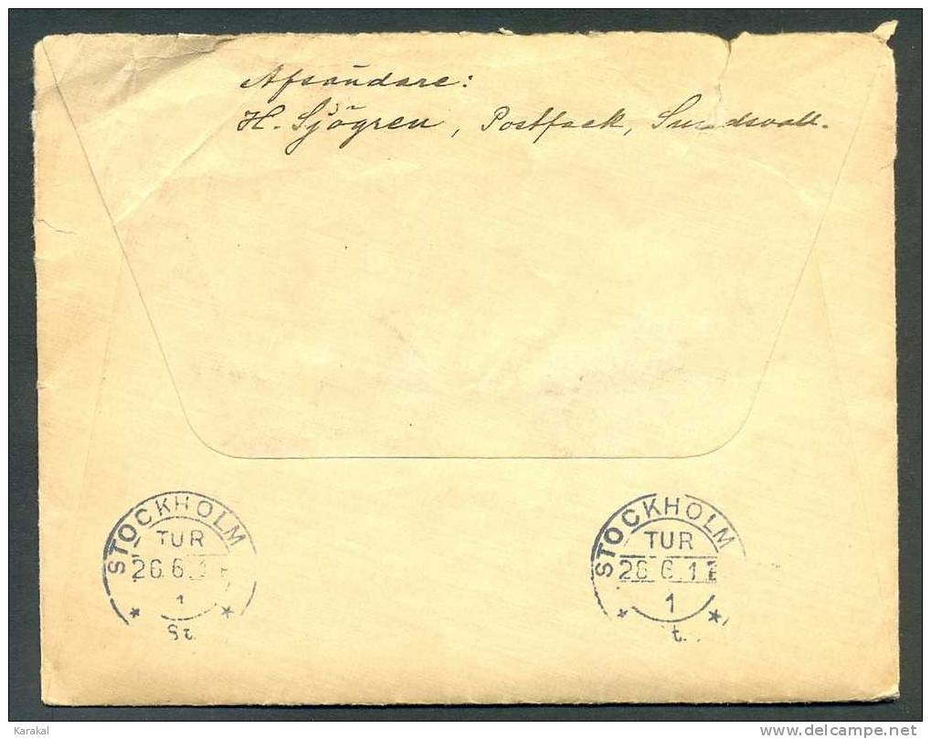 Sweden Suède Sverige 1917 King Gustavo I 2 X 5 öre Registered To Stockholm - Storia Postale